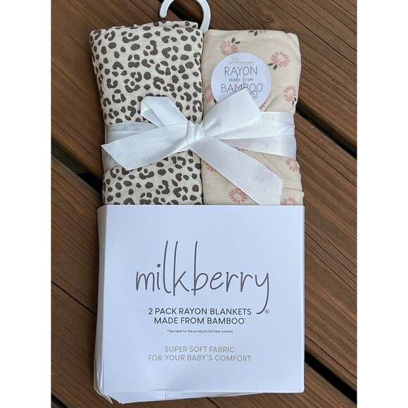 Milkberry Rayon Baby Blanket Soft Animal Print & Floral Pattern Shower Gift New - Picture 1 of 4